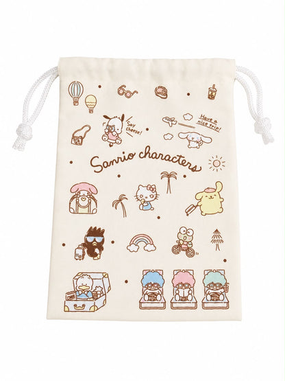 Sanrio Characters Beige Mini Japanese Sanrio Drawstring Pouch