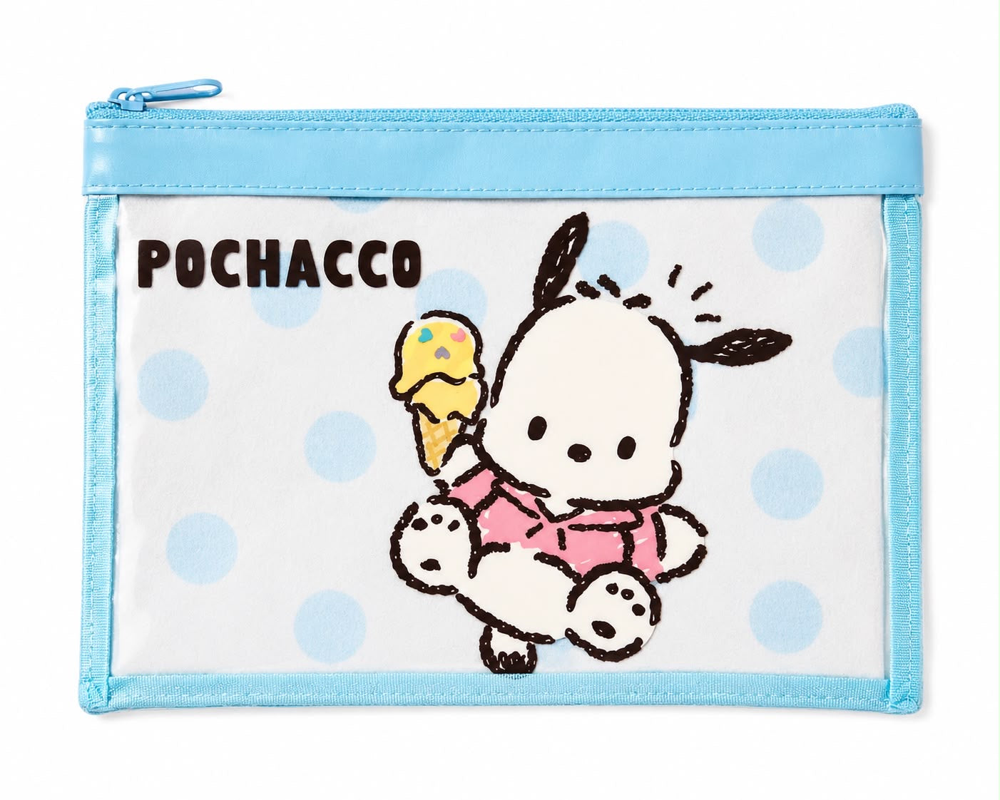 Pochacco A5 Blue Zip Pouch Japanese Sanrio