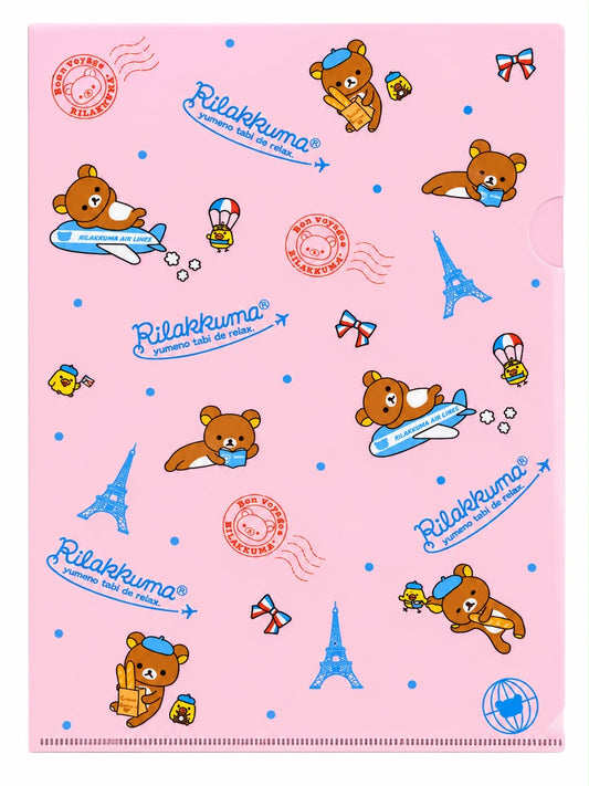 Pink Eiffel Tower Japanese Rilakkuma A4 Document Wallet