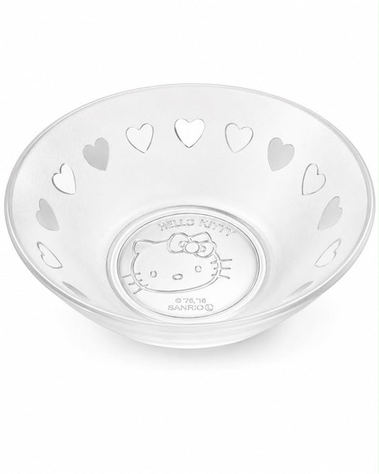 Hello Kitty Embossed Frosted Glass Japanese Sanrio Bowl