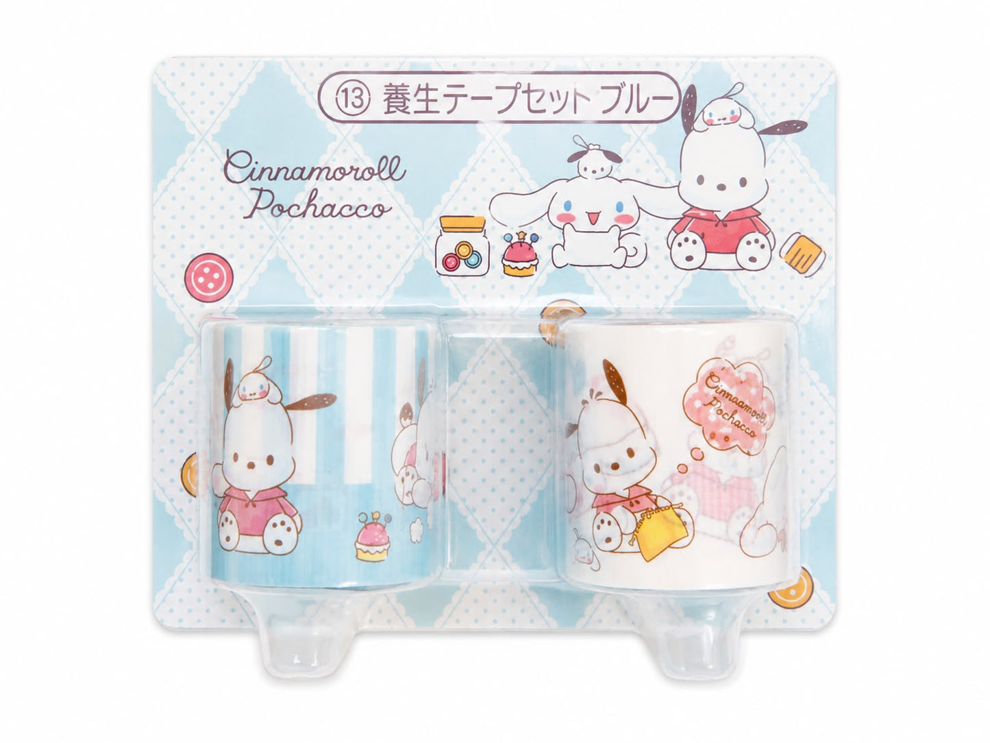 Pochacco x Cinnamoroll Blue 2pc Washi Tape Japanese Sanrio