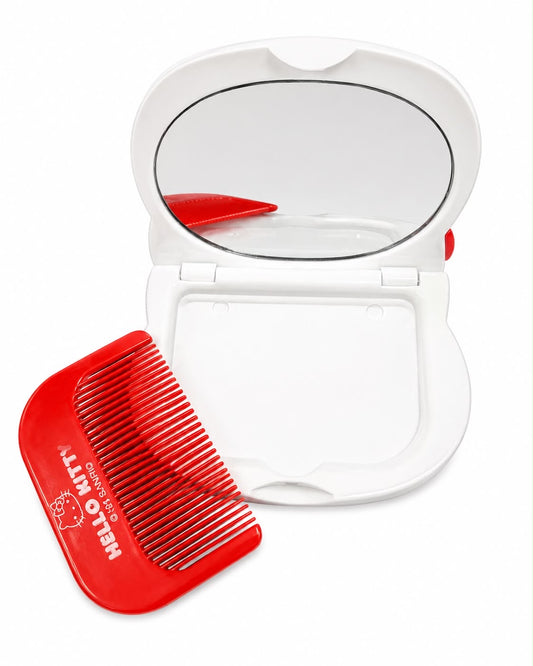 Hello Kitty Compact Mirror & Comb Japanese Sanrio Set
