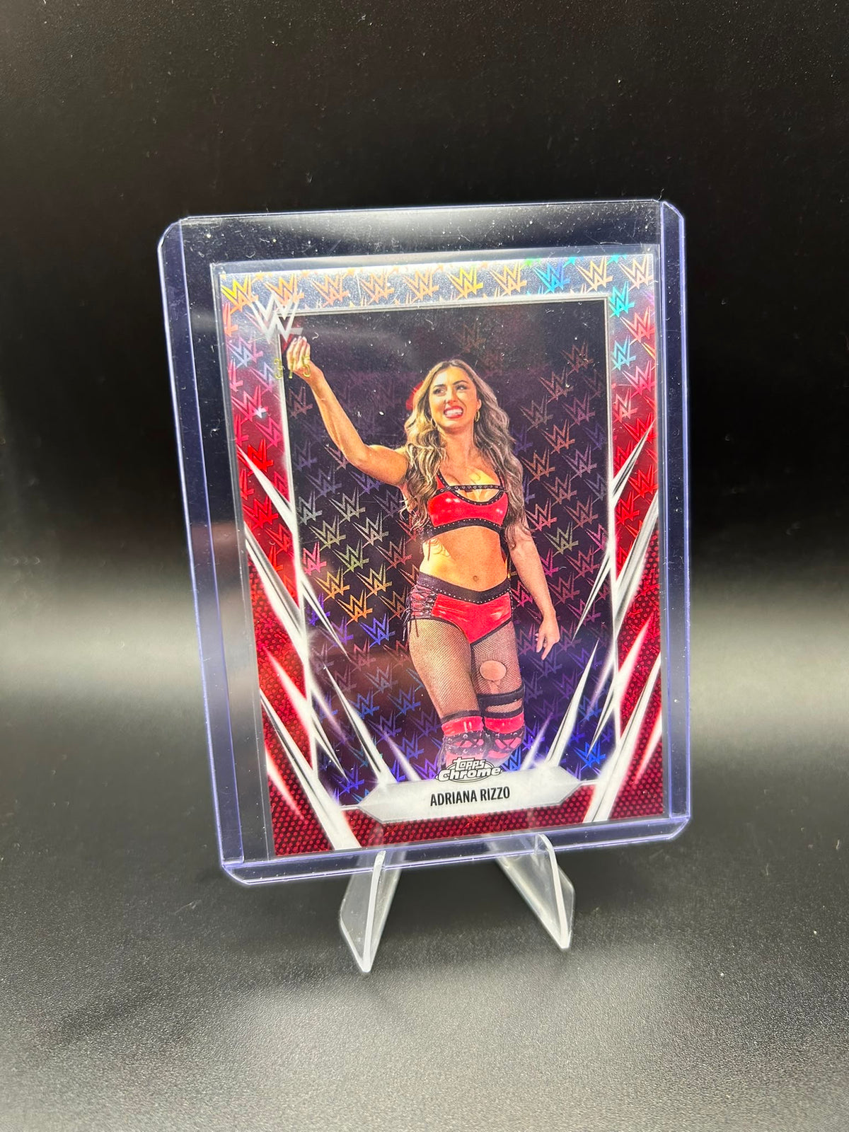 2026 WWE Topps Chrome Logofractor Adriana Rizzo /5 Red