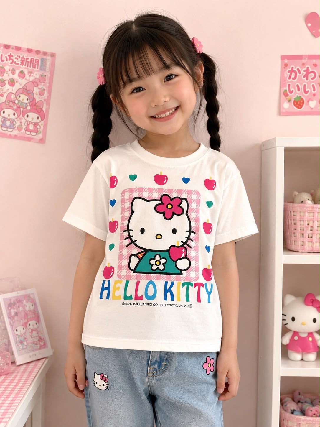 Hello Kitty Vintage 1998 Kids T-Shirt Approx 6-8yrs