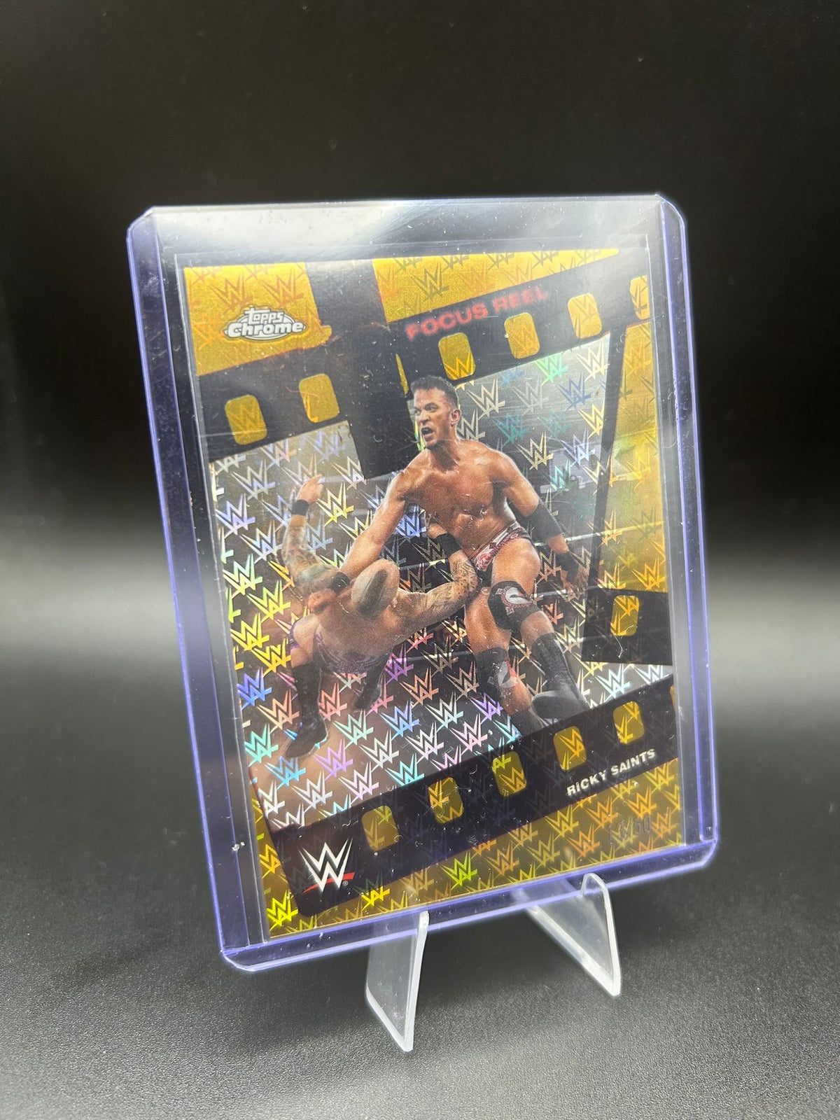 2026 WWE Topps Chrome Logofractor Ricky Saints /50 Gold Focus Reel