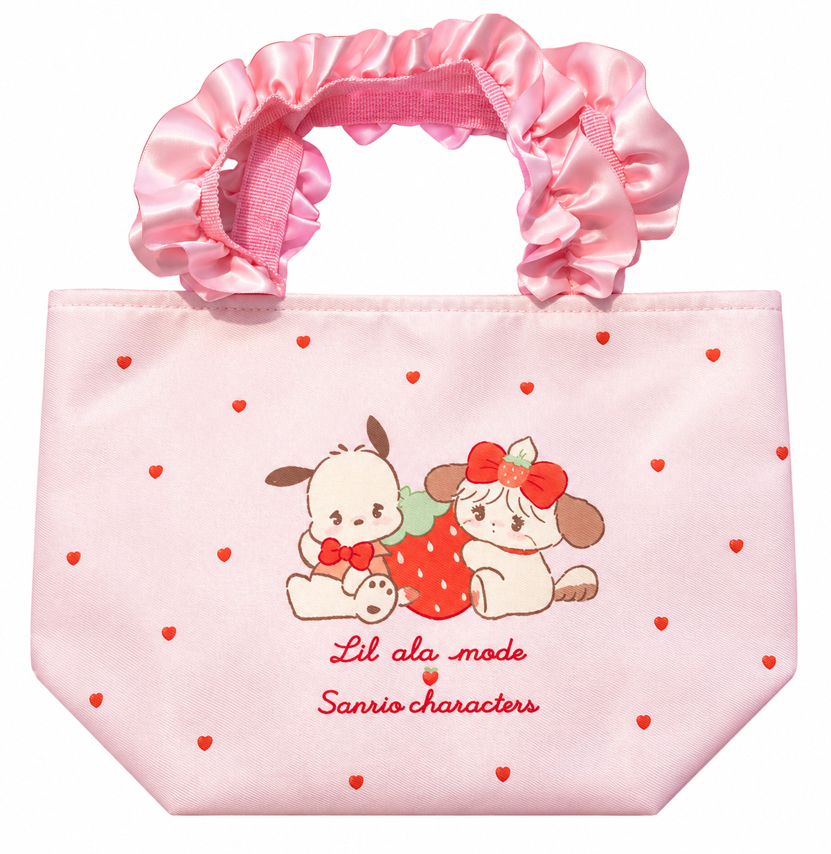Cinnamoroll x Pochacco x Mikko Pink Japanese Sanrio Frilly Tote Bag