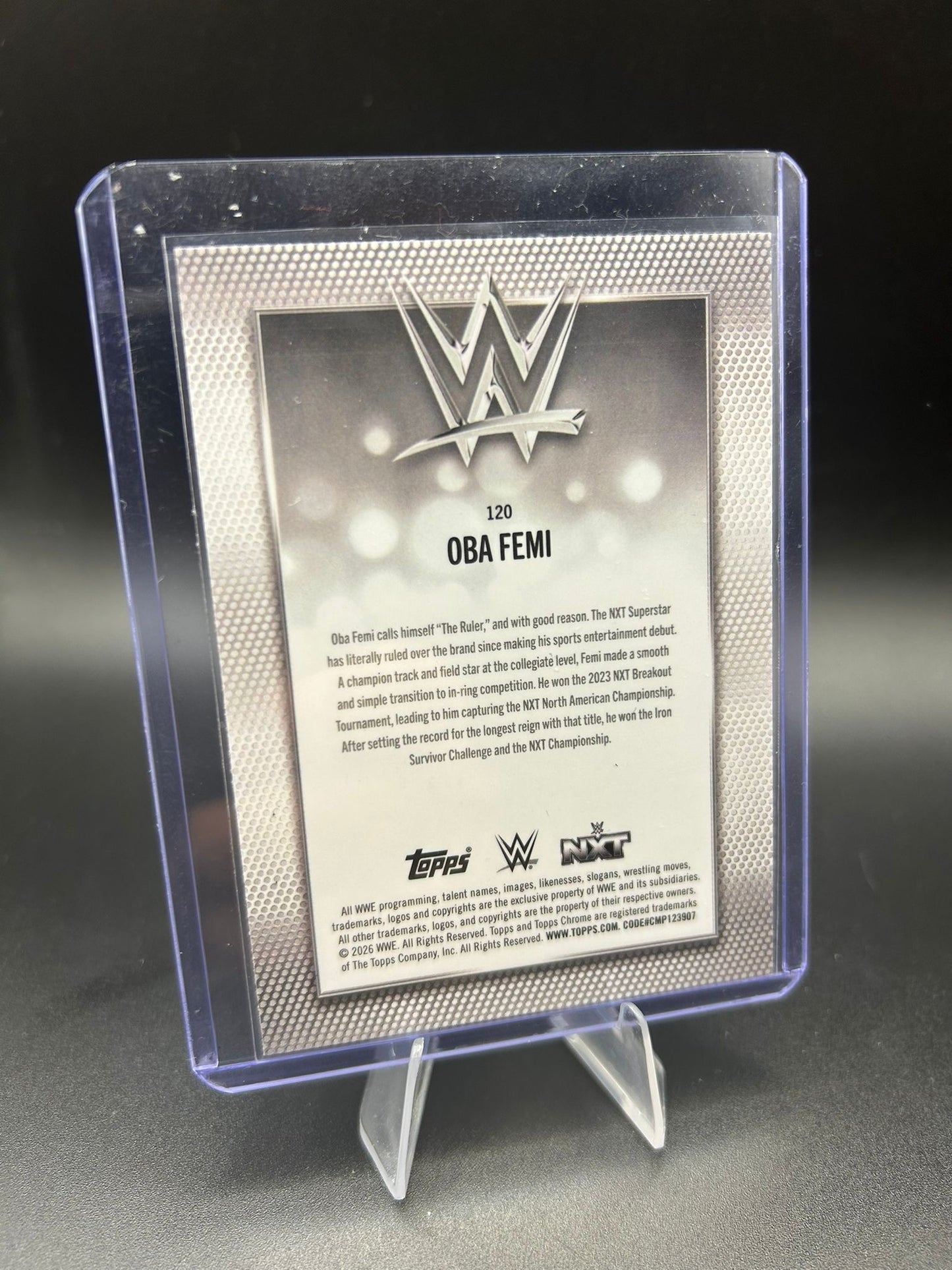 2026 WWE Topps Chrome Logofractor Obi Femi /99 Green