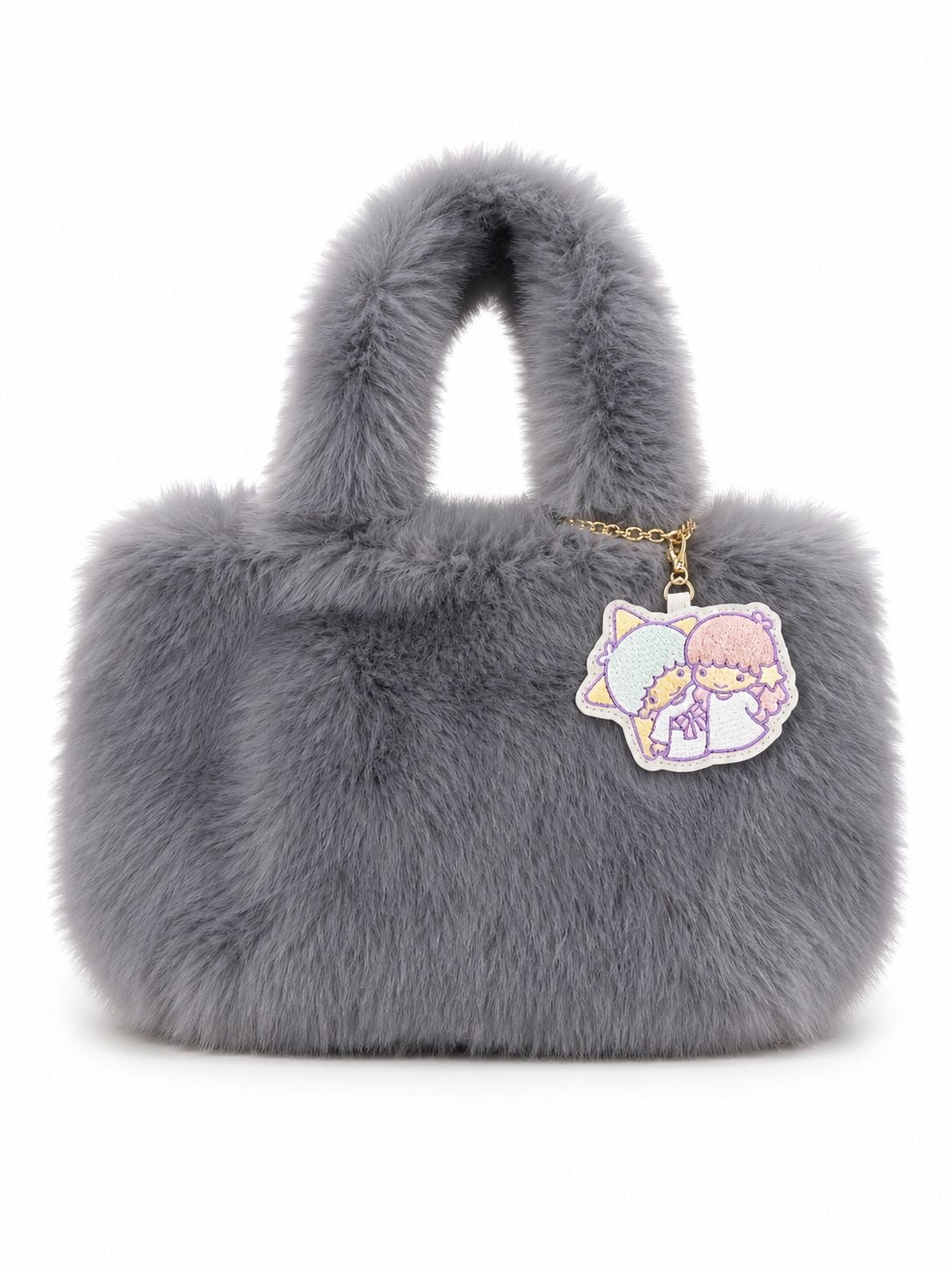 Twin Stars Fluffy Grey Luxury Japanese Sanrio Handbag