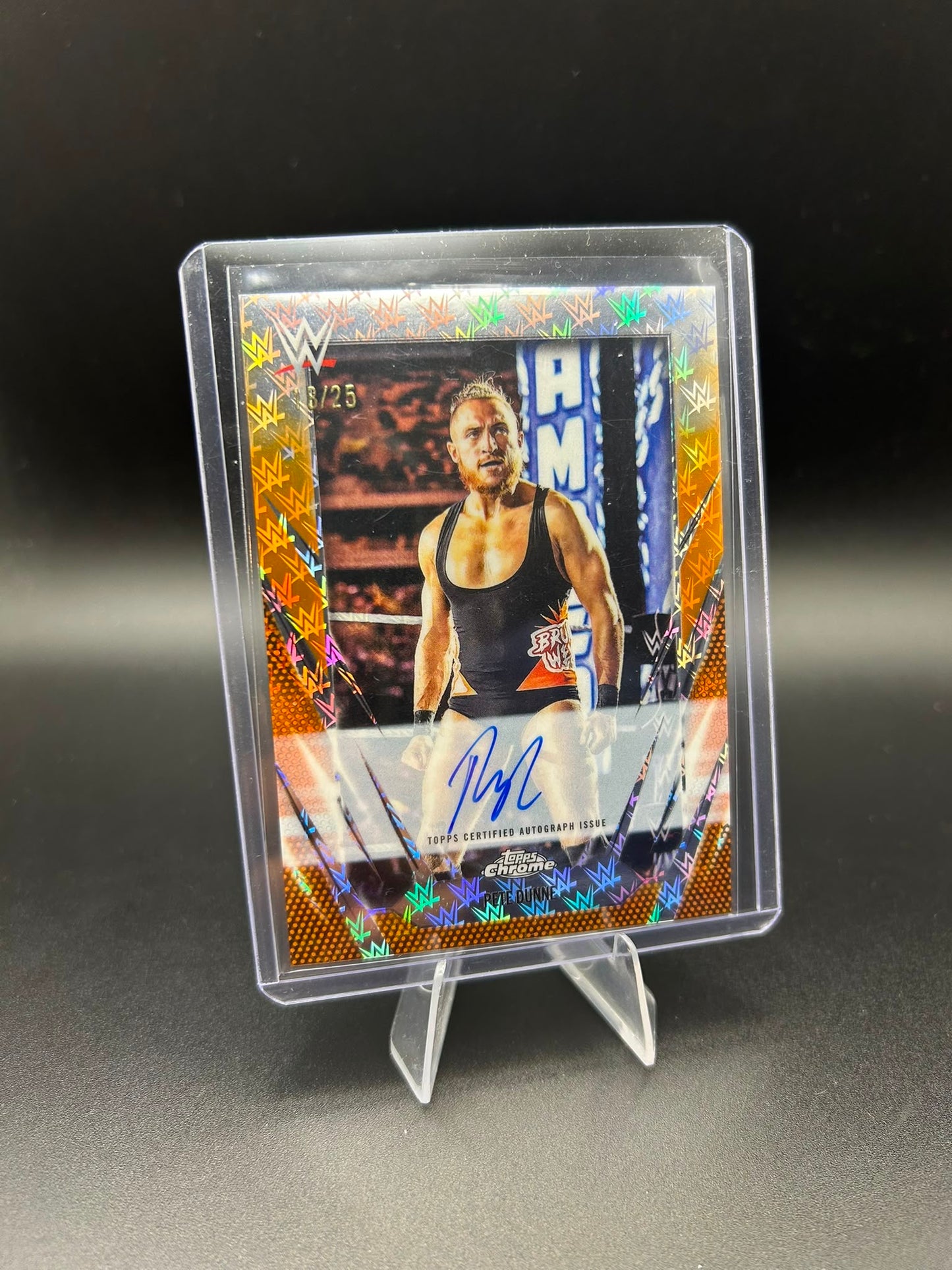 2026 WWE Topps Chrome Logofractor Pete Dunne Auto /25 Orange