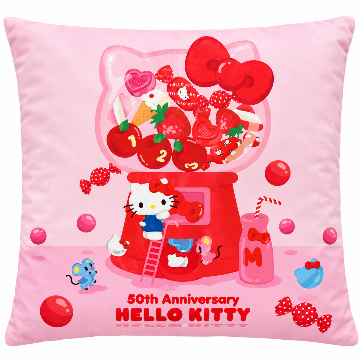 Hello Kitty 50th Pink Gumball Bedtime Japanese Sanrio Cushion