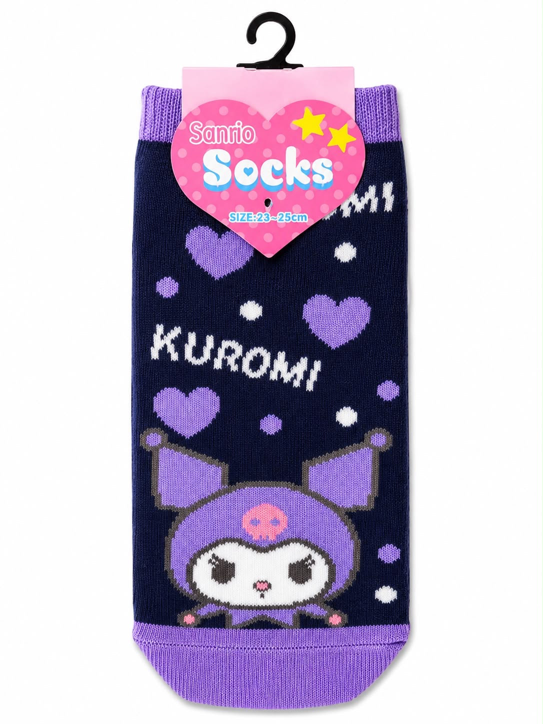 Kuromi Navy Hearts 23-25cm Sanrio Socks