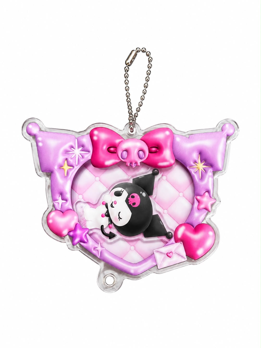 Kuromi Heart Japanese Sanrio Acrylic Shaker Keychain