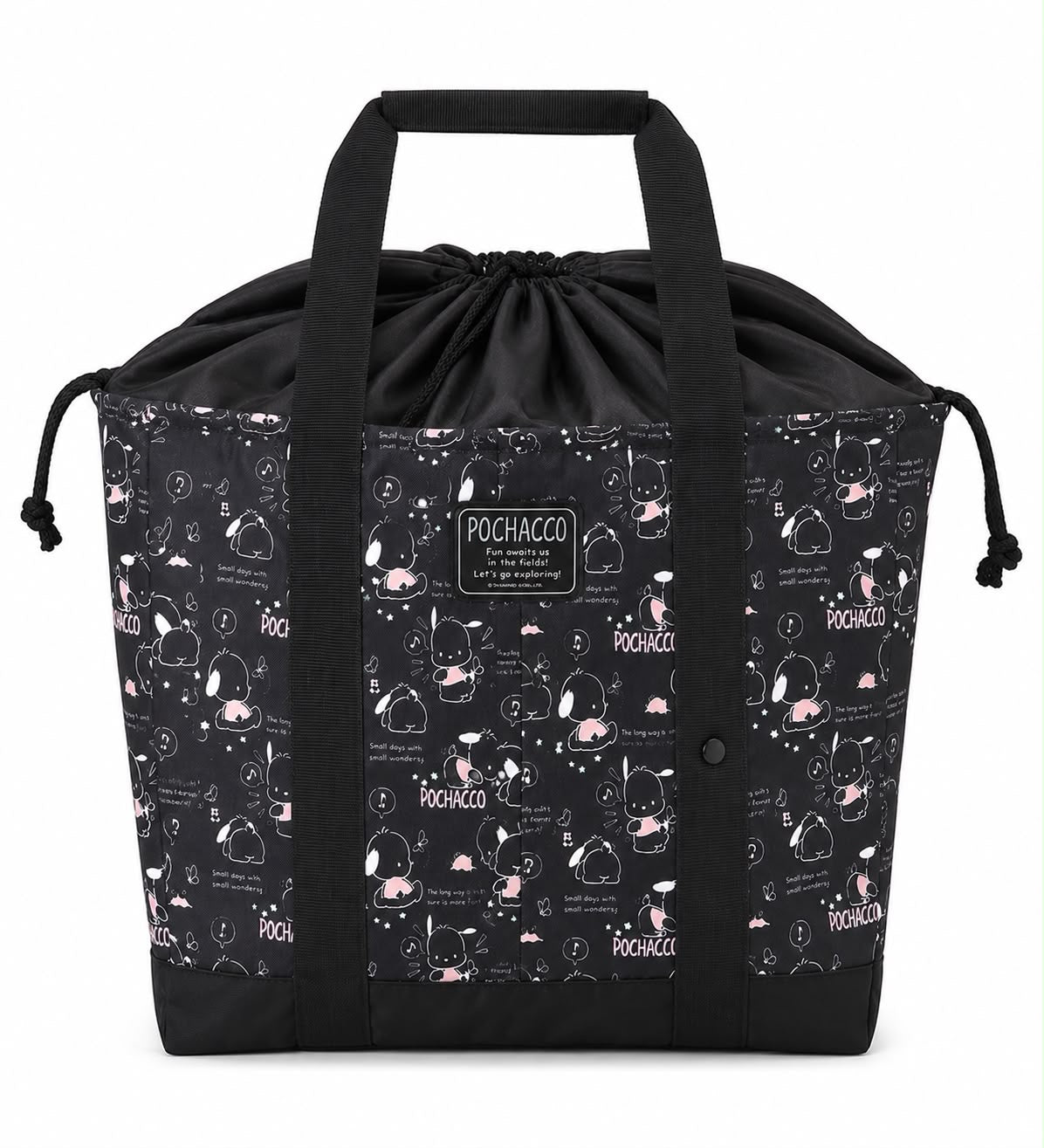 Pochacco Black Thermal Drawstring Japanese Sanrio Picnic Bag