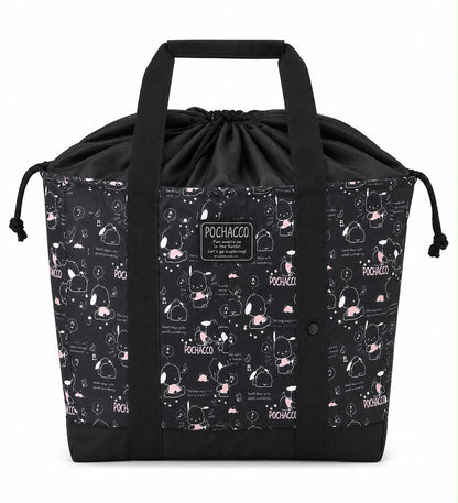 Pochacco Black Thermal Drawstring Japanese Sanrio Picnic Bag
