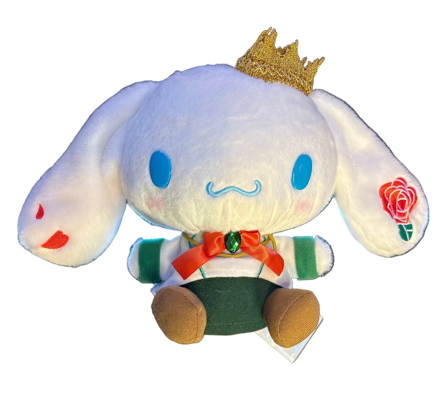 Cinnamoroll Prince Green/Red Rose Small Japanese Sanrio Plush