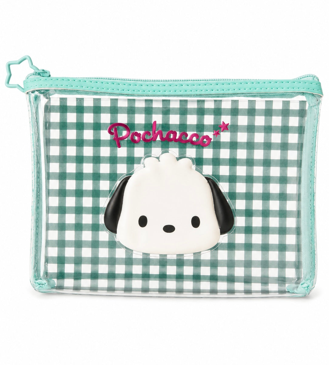 Pochacco Green Tartan PVC Zip Japanese Sanrio Storage Pouch