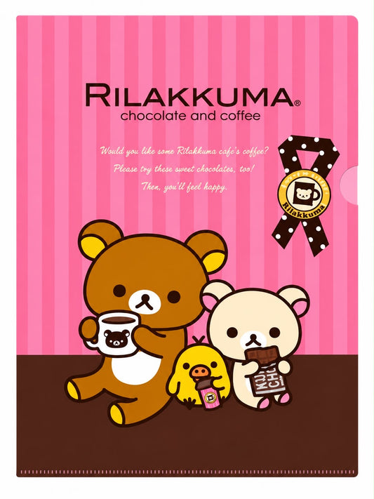 Pink Chocolate & Coffee Japanese Rilakkuma A4 Document Wallet