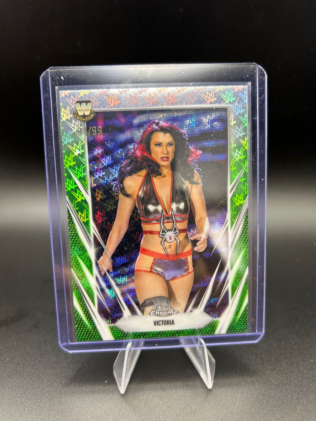 2026 WWE Topps Chrome Logofractor Victoria /99 Green