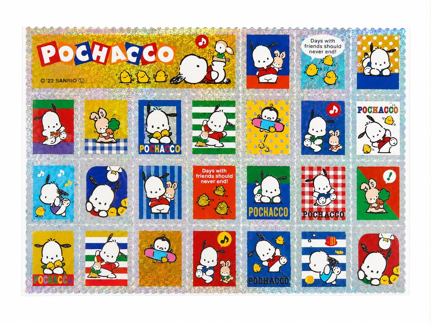 Pochacco Holo Stamps Sticker Sheet Japanese Sanrio