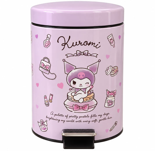Kuromi Purple Flip Lid 25cm Japanese Sanrio Bathroom Pedal Bin