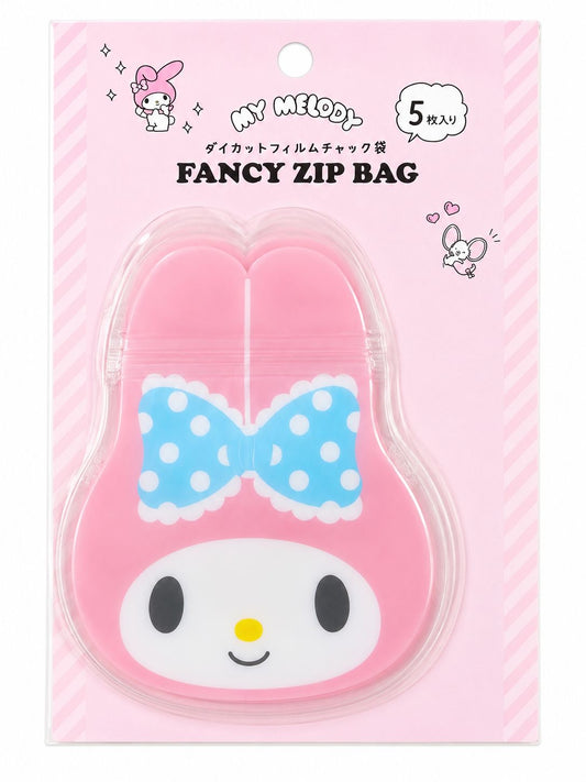 Melody Face Pink 5pc Ziplock Bags Japanese Sanrio