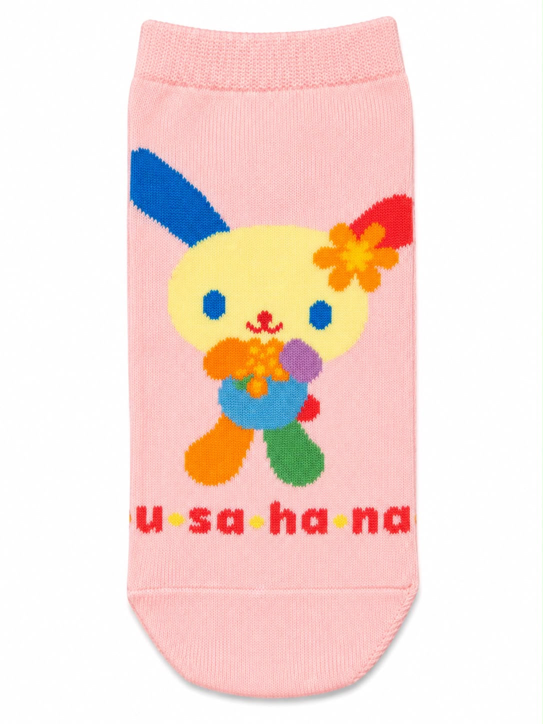 Usahana Pink Rainbow Flower 22-24cm Japanese Sanrio Socks