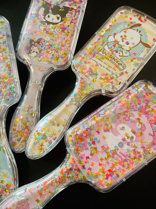 Shaker Confetti Glitter Sparkle Paddle Hairbrush